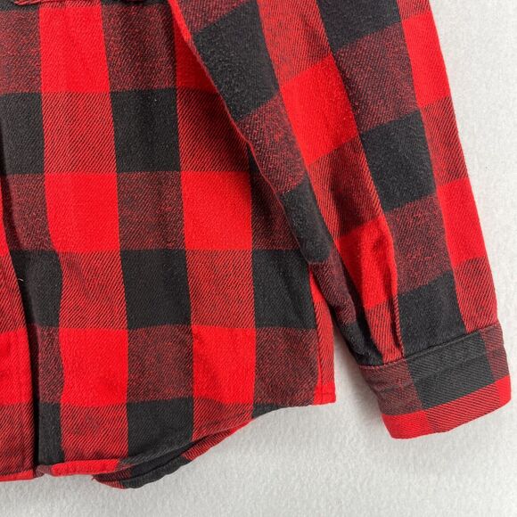 ORVIS Shirt Men M Wool Blend Flannel Buffalo Check Button Up Shacket Red USA VTG - Picture 8 of 14